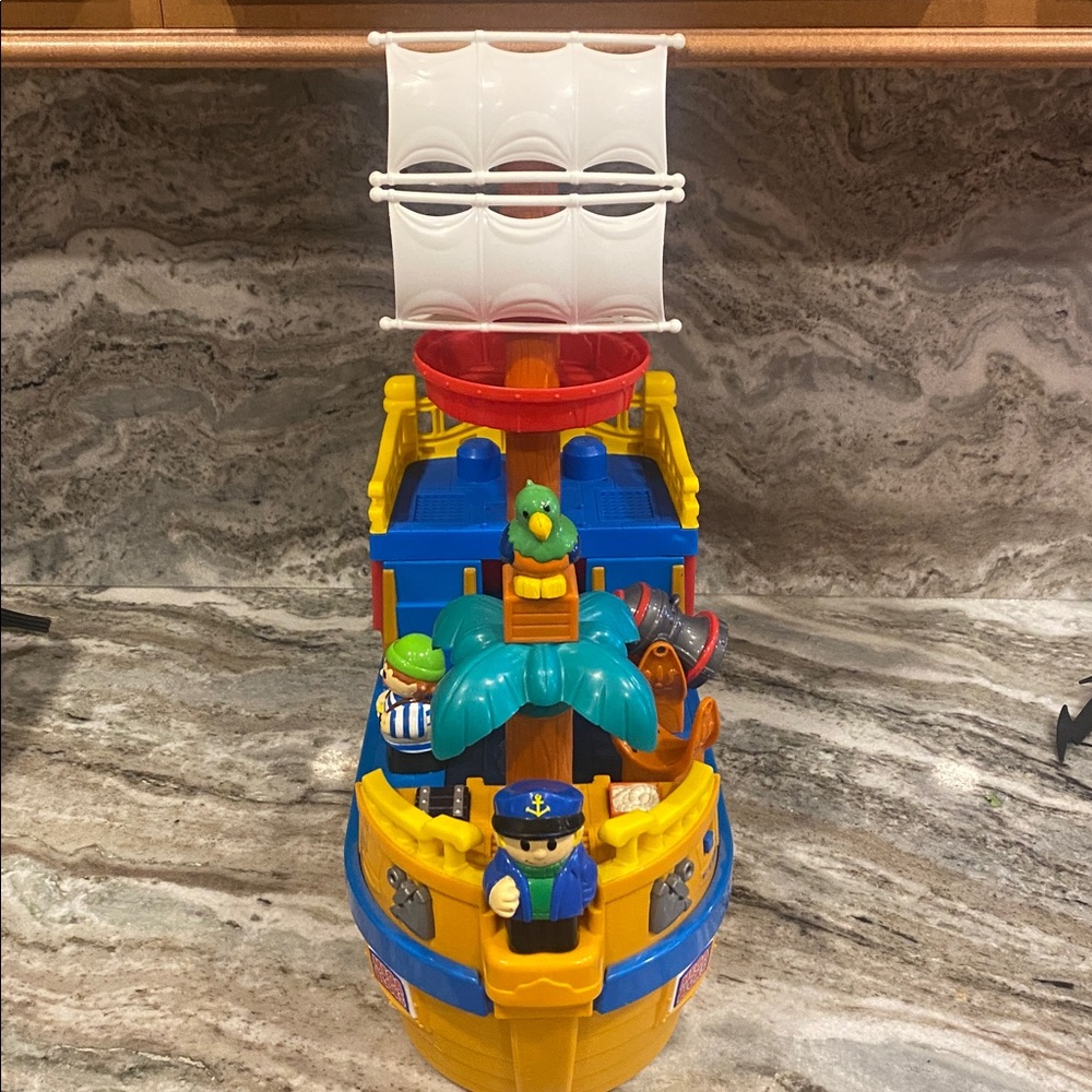 Mega BLOKS Push Along Musical Pirate Ship Boat - My First Builder RARE - Picture 6 of 10